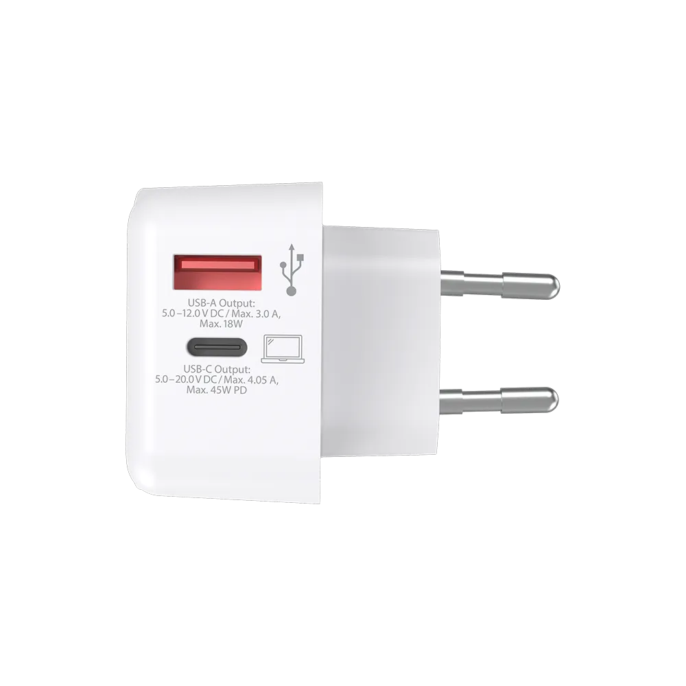 Euro USB Charger AC45PD with USB C cable